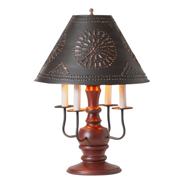 Cedar Creek Wood Table Lamp in Rustic Red with Metal Tapered Shade –  Rustics for Less