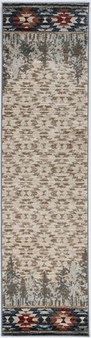 8' Ivory Machine Woven Pinegrove Lodge Indoor Runner Rug