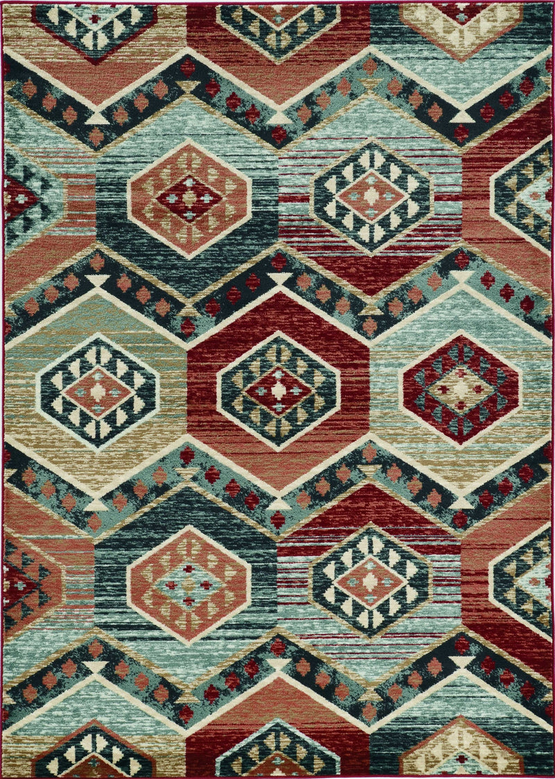 3' X 5' Red Machine Woven Honeycomb Lodge Indoor Area Rug