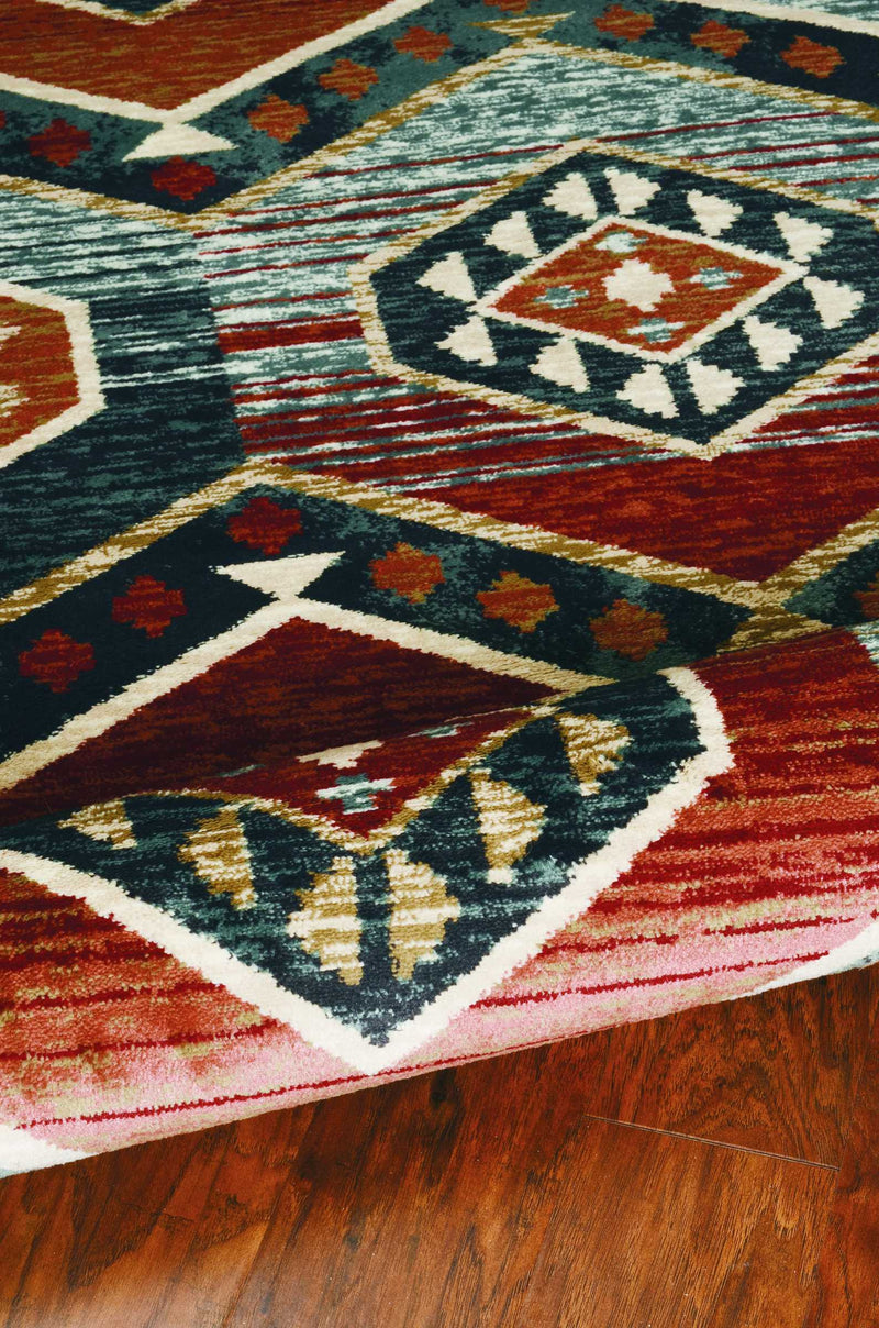 3' X 5' Red Machine Woven Honeycomb Lodge Indoor Area Rug