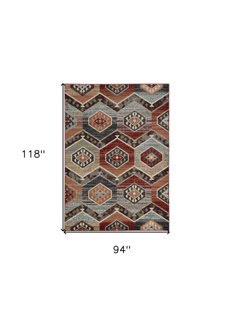 3' X 5' Red Machine Woven Honeycomb Lodge Indoor Area Rug