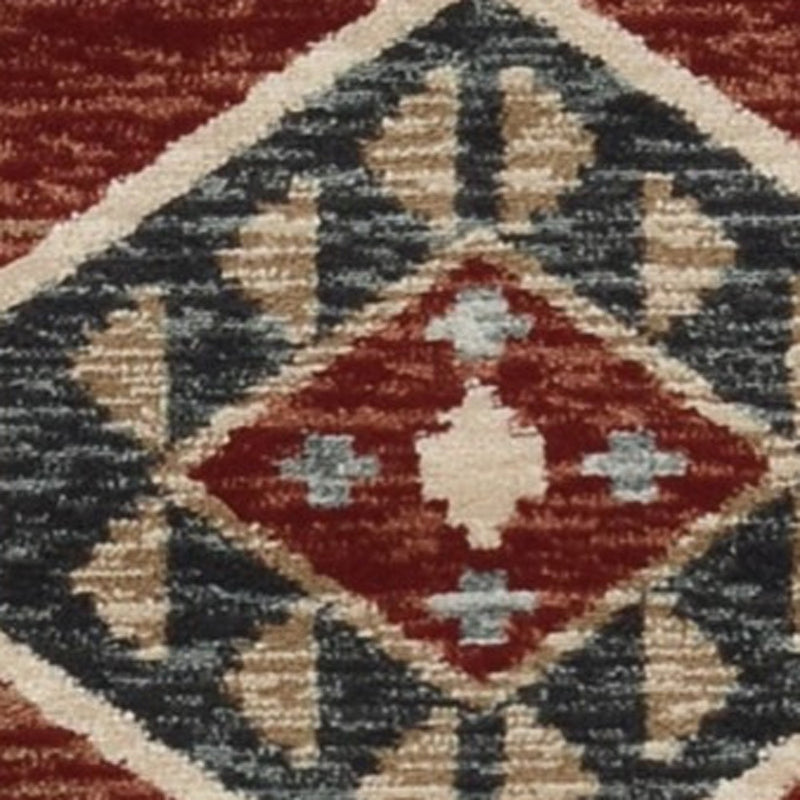 3' X 5' Red Machine Woven Honeycomb Lodge Indoor Area Rug