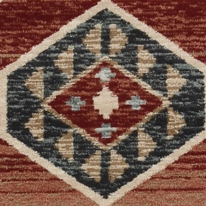 3' X 5' Red Machine Woven Honeycomb Lodge Indoor Area Rug