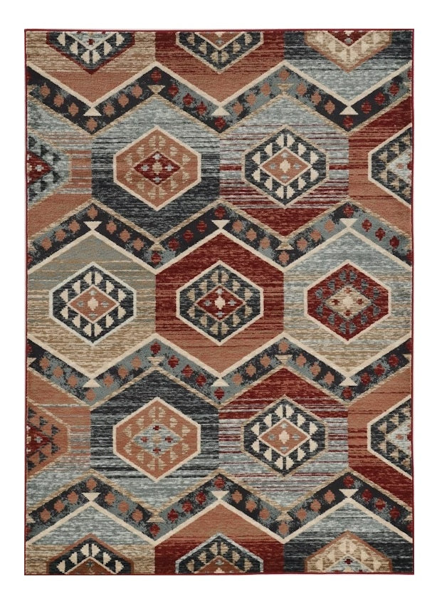 3' X 5' Red Machine Woven Honeycomb Lodge Indoor Area Rug