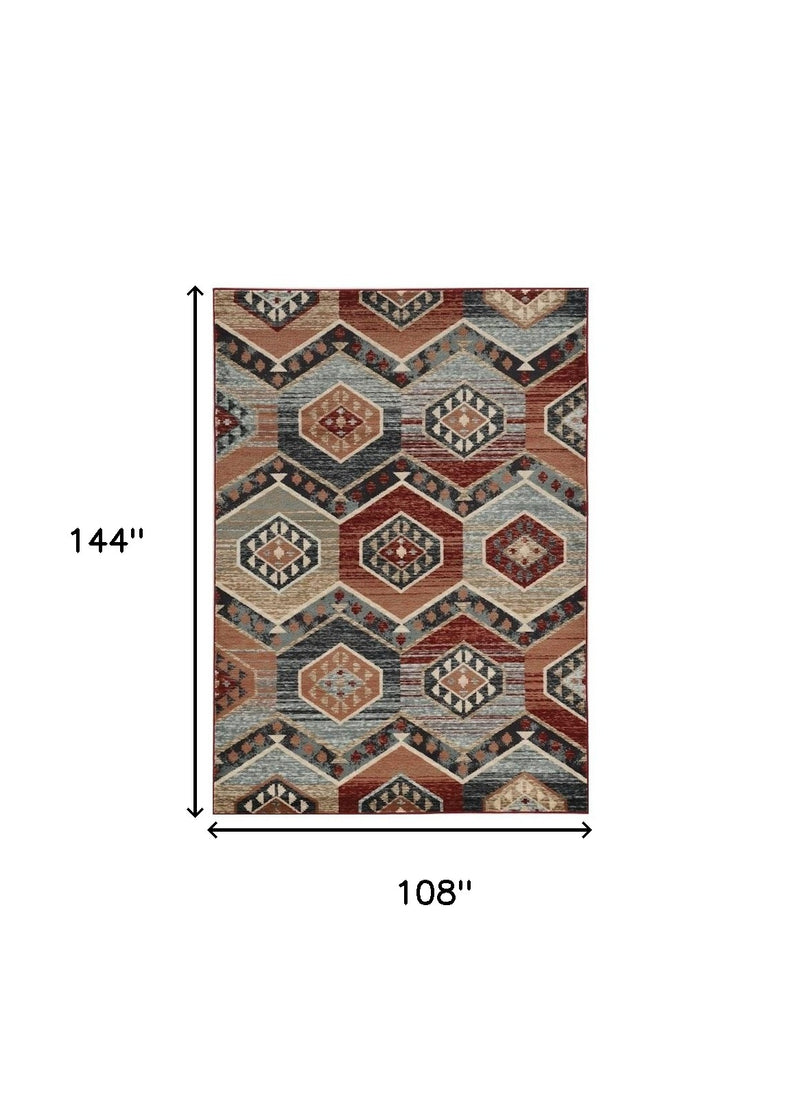 3' X 5' Red Machine Woven Honeycomb Lodge Indoor Area Rug