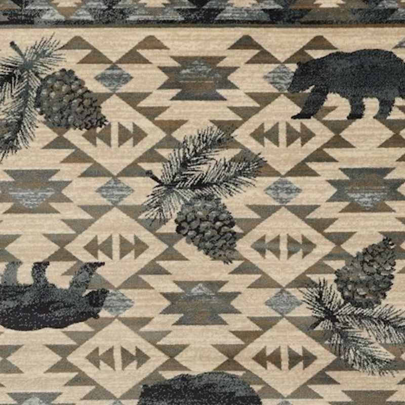 3' X 5' Ivory and Blue Woodland Lodge Area Rug