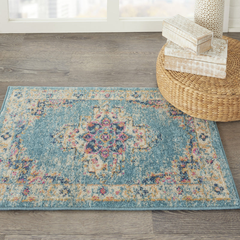 2' X 3' Light Blue Southwestern Power Loom Area Rug