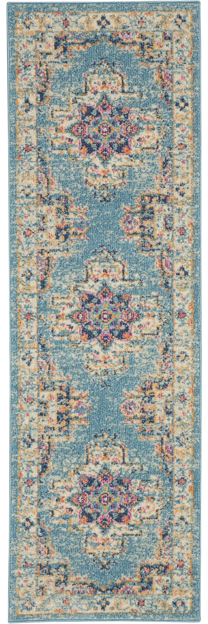 2' X 3' Light Blue Southwestern Power Loom Area Rug