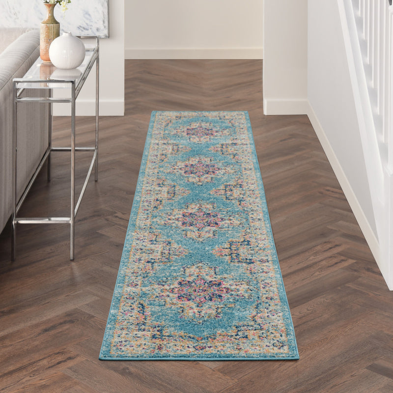 2' X 3' Light Blue Southwestern Power Loom Area Rug