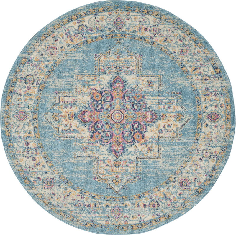 2' X 3' Light Blue Southwestern Power Loom Area Rug