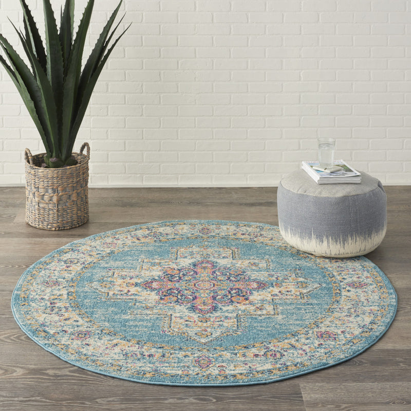 2' X 3' Light Blue Southwestern Power Loom Area Rug