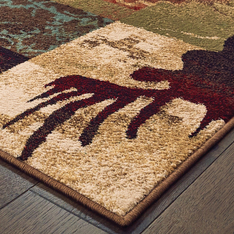 5' X 7' Rustic Brown Animal Lodge Area Rug