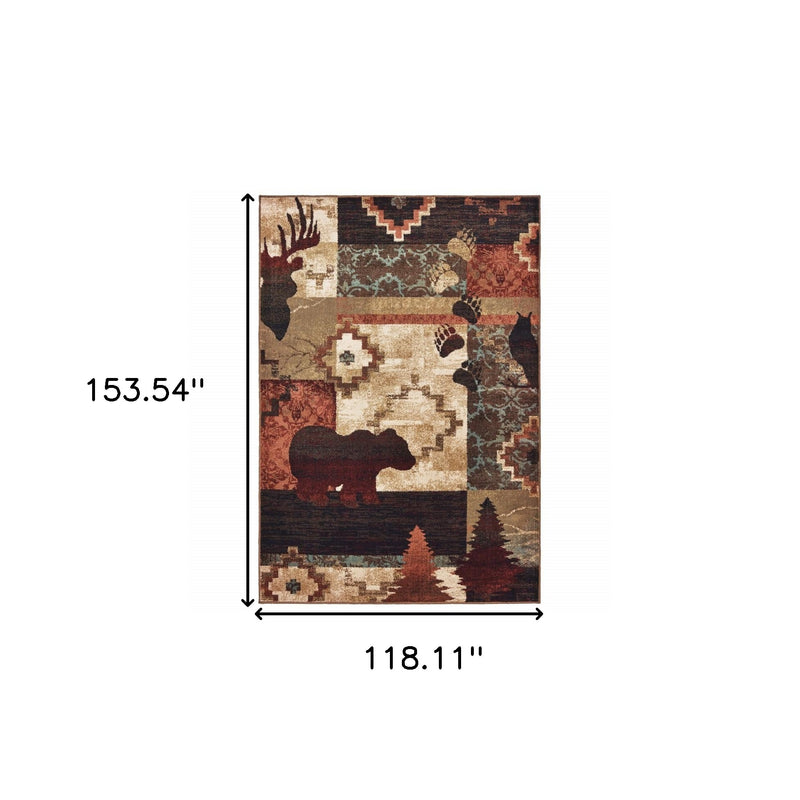 5' X 7' Rustic Brown Animal Lodge Area Rug