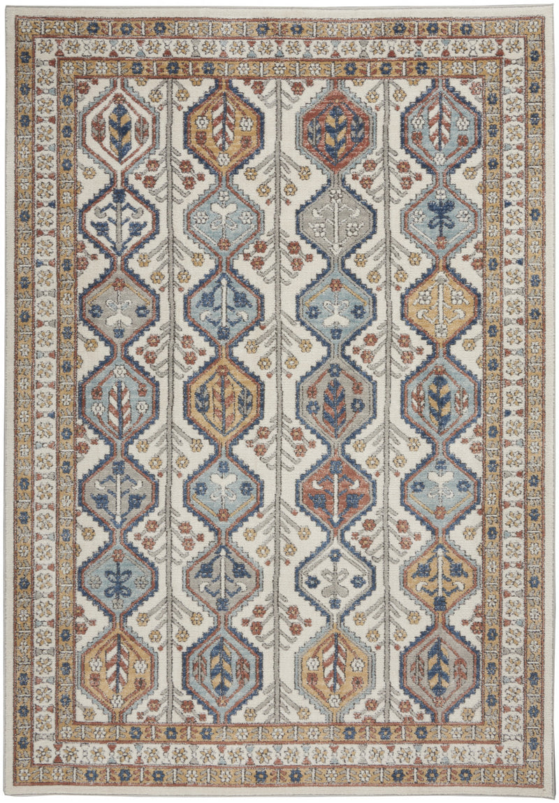 4' X 6' Ivory Southwestern Power Loom Non Skid Area Rug