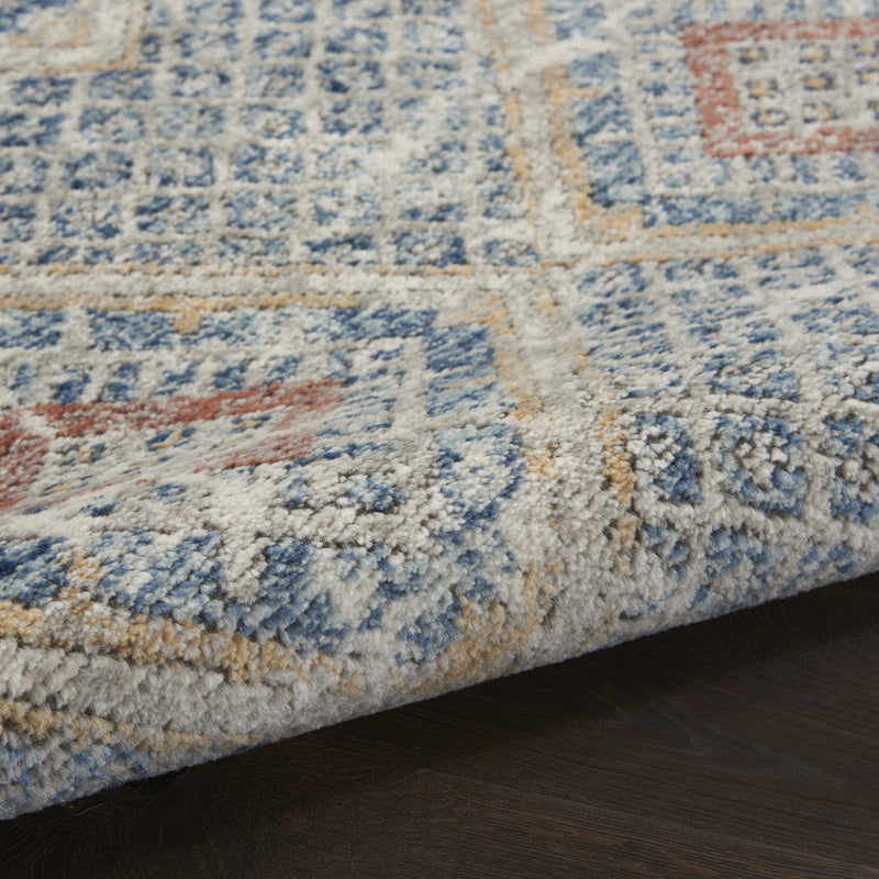 2' X 4' Blue And Ivory Southwestern Power Loom Non Skid Area Rug