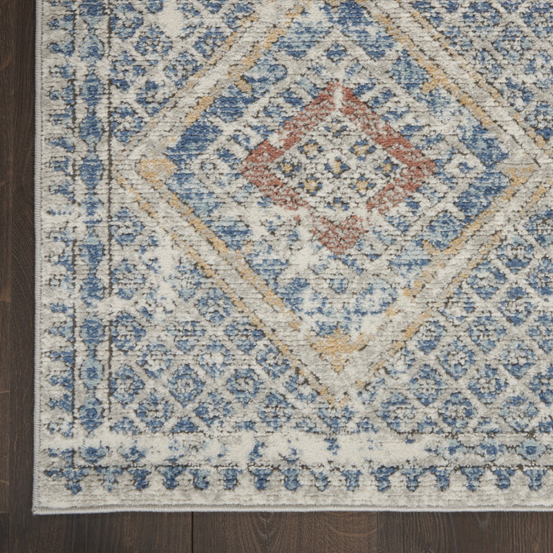 2' X 4' Blue And Ivory Southwestern Power Loom Non Skid Area Rug