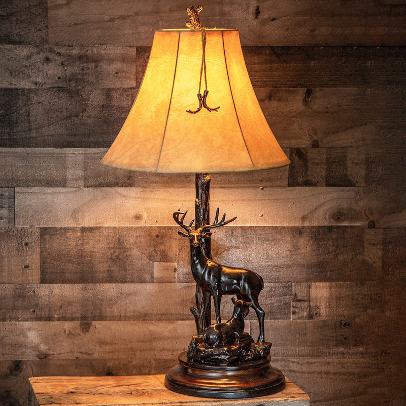 32.25”H Grand Buck + Doe Table Lamp