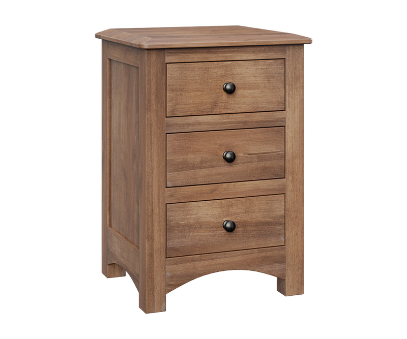 Amish Finland 3 Drawer Nightstand in FC Almond