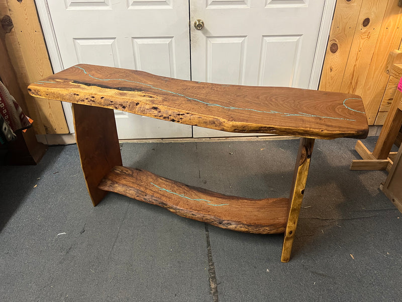 Mesquite Rustic Sofa Table with Turquoise Mod.1