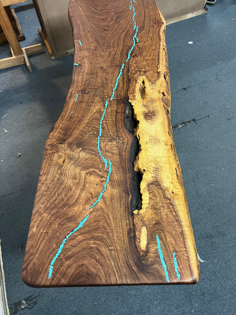 Mesquite Rustic Sofa Table with Turquoise Mod.1