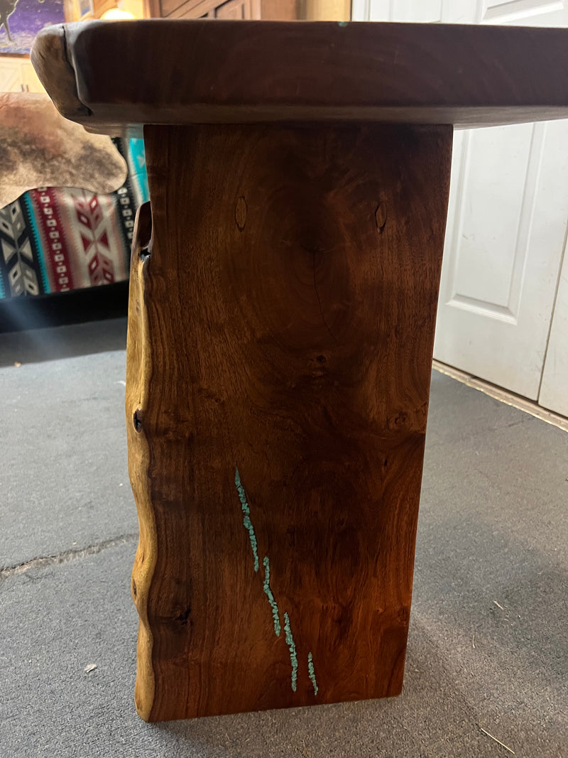 Mesquite Rustic Sofa Table with Turquoise Mod.1