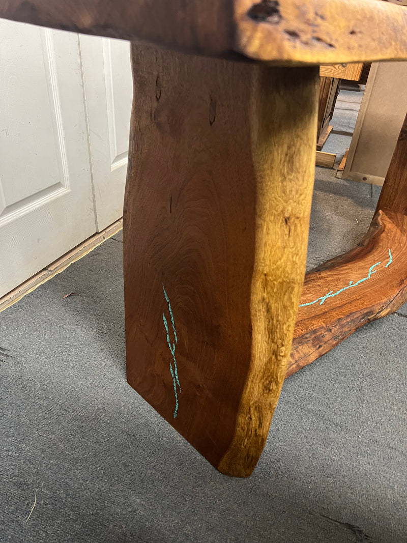 Mesquite Rustic Sofa Table with Turquoise Mod.1