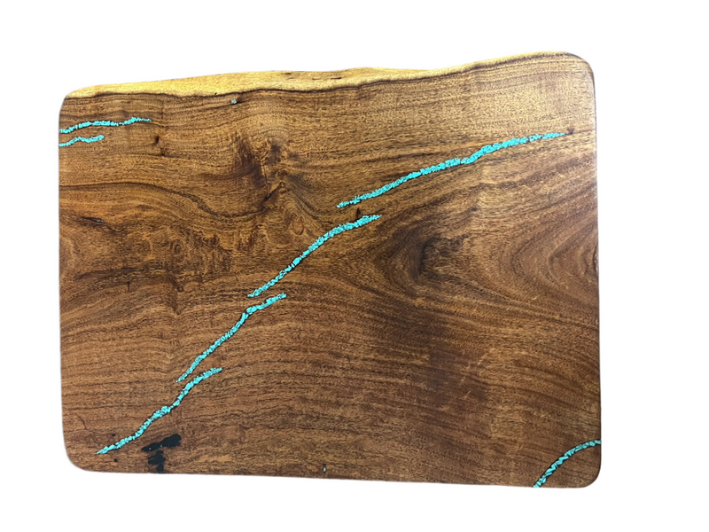 Mesquite Rustic End Table with Turquoise