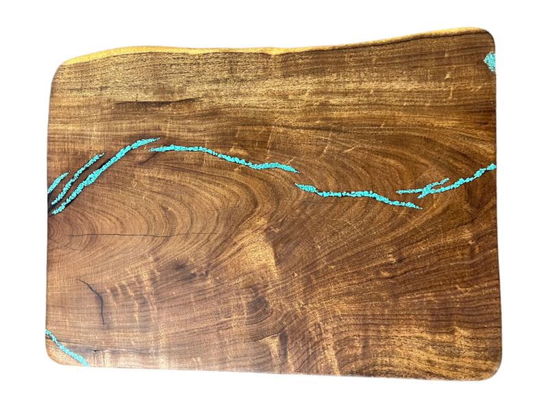 Mesquite Rustic End Table with Turquoise