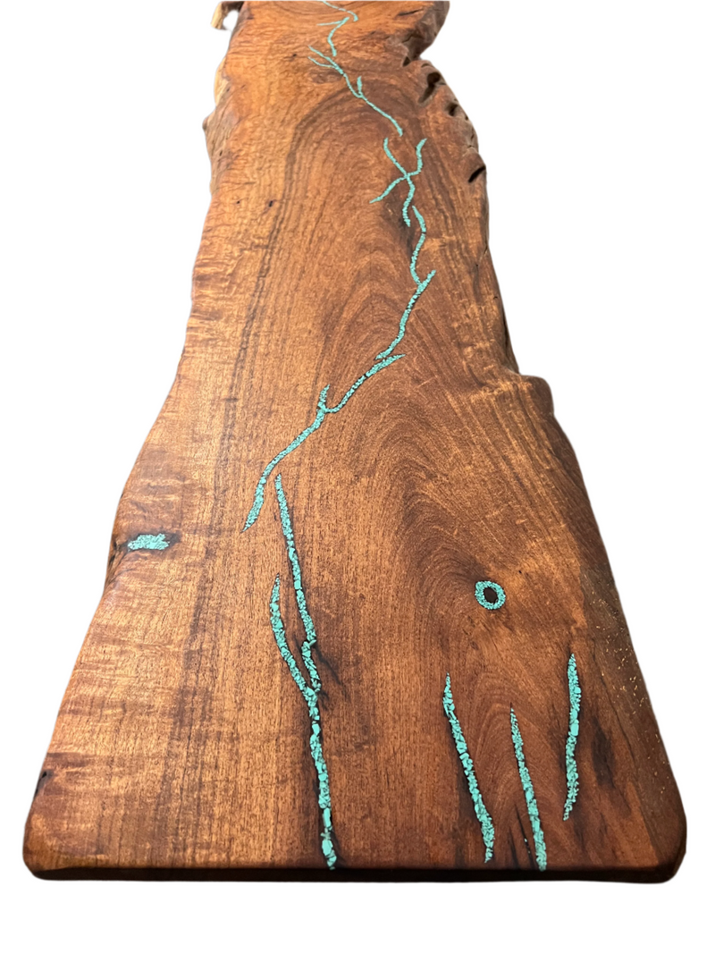 Mesquite Rustic Sofa Table with Turquoise Mod.2