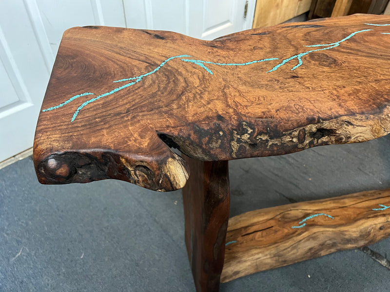 Mesquite Rustic Sofa Table with Turquoise Mod.2