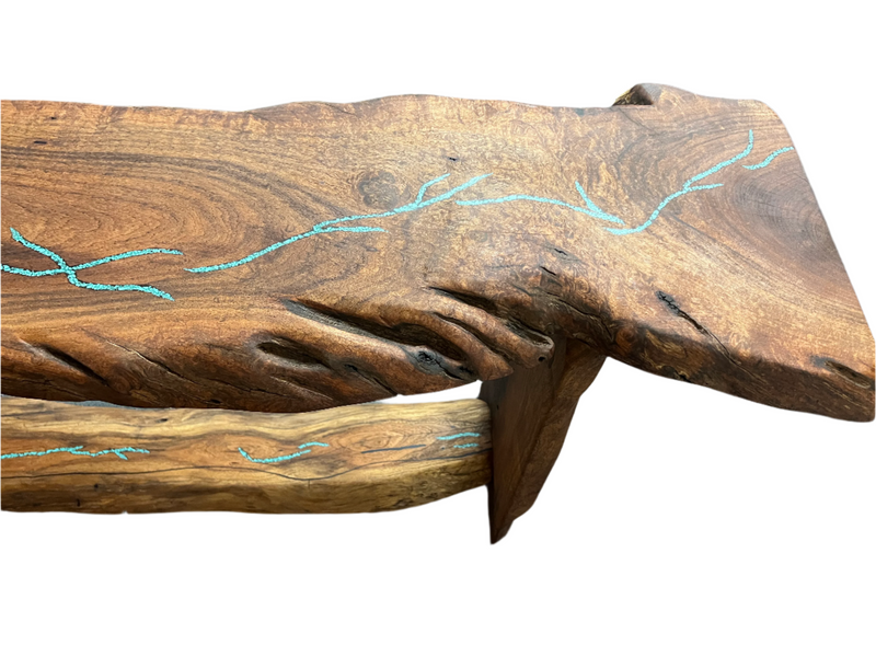 Mesquite Rustic Sofa Table with Turquoise Mod.2