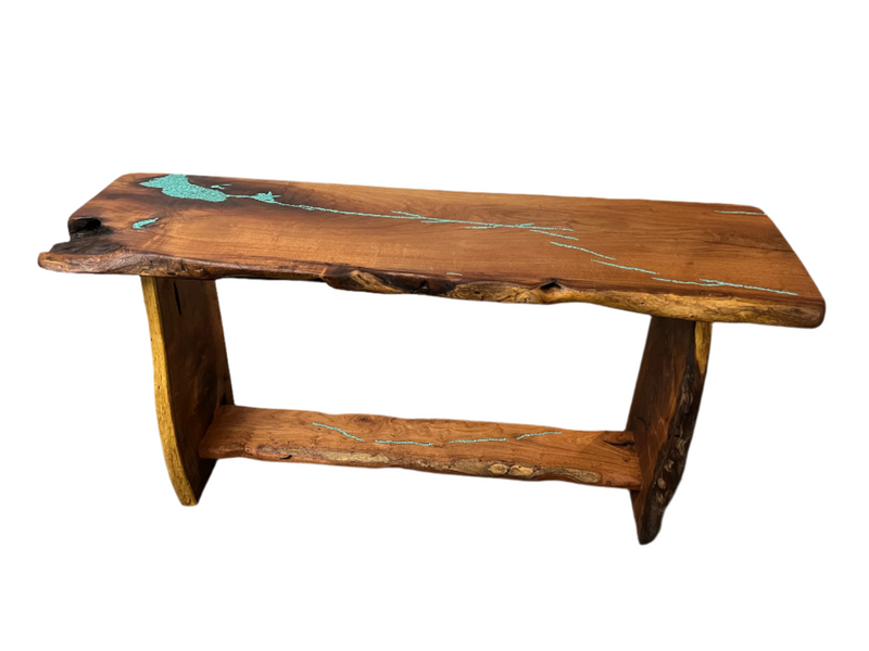 Mesquite Rustic Sofa Table with Turquoise Mod.3