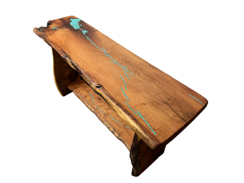 Mesquite Rustic Sofa Table with Turquoise Mod.3