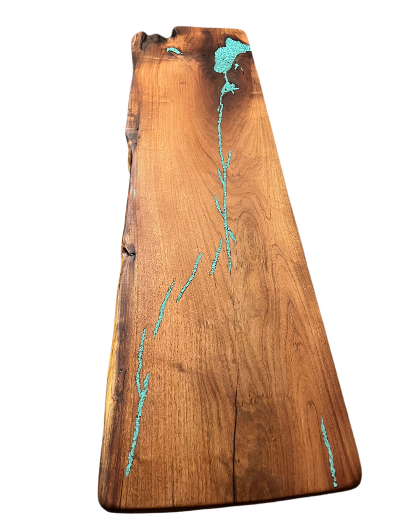 Mesquite Rustic Sofa Table with Turquoise Mod.3