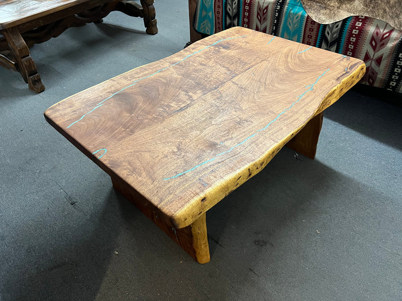 Mesquite Rustic Coffee Table with Turquoise