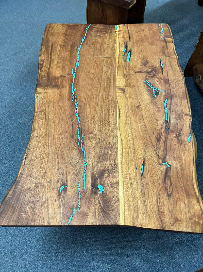 Mesquite Rustic Coffee Table with Turquoise