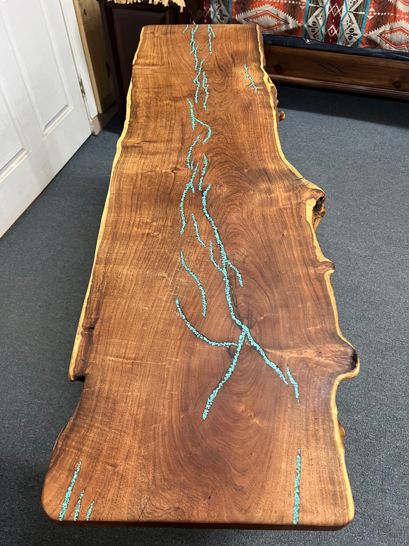 Mesquite Rustic Sofa Table with Turquoise Mod.1