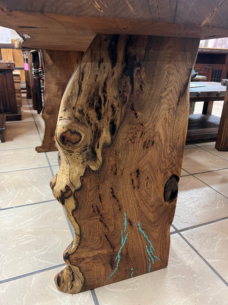 Mesquite Rustic Sofa Table with Turquoise Mod.2