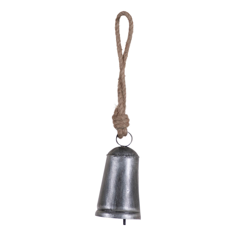 Vintage Hanging Metal Bell in Antique Silver