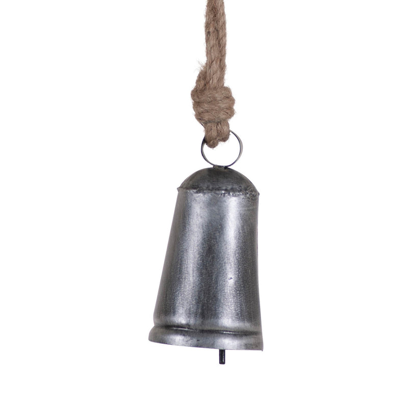 Vintage Hanging Metal Bell in Antique Silver