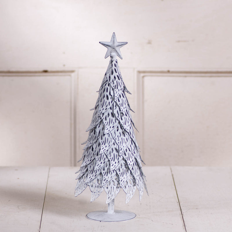 15-Inch Tin Christmas Tree in Rustic White