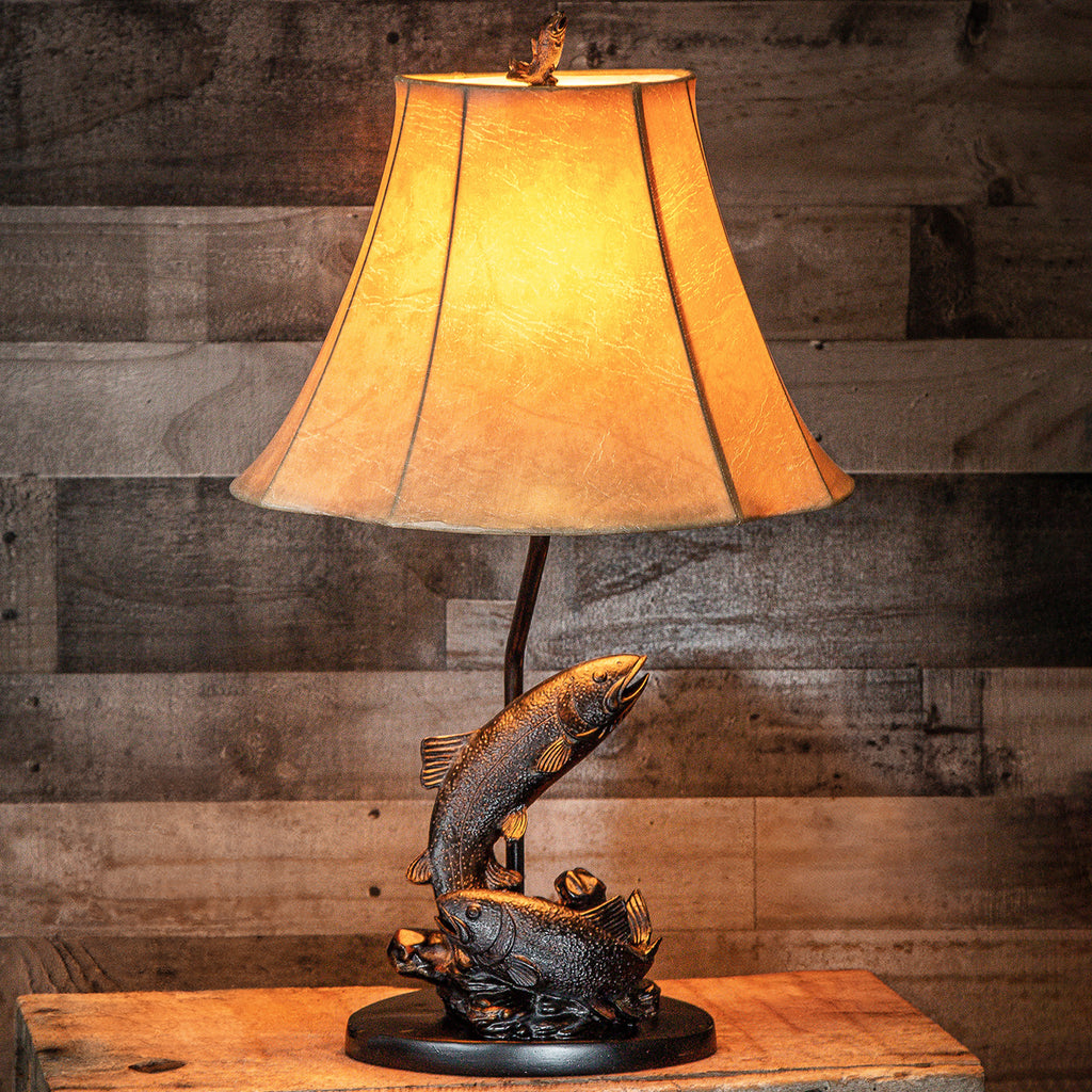 Gone Fishing Table Lamp without Shade, Vintage Fishing Themed Ceramic lamp 11 inch tall, hotsell bulb not included, rustic cabin decor