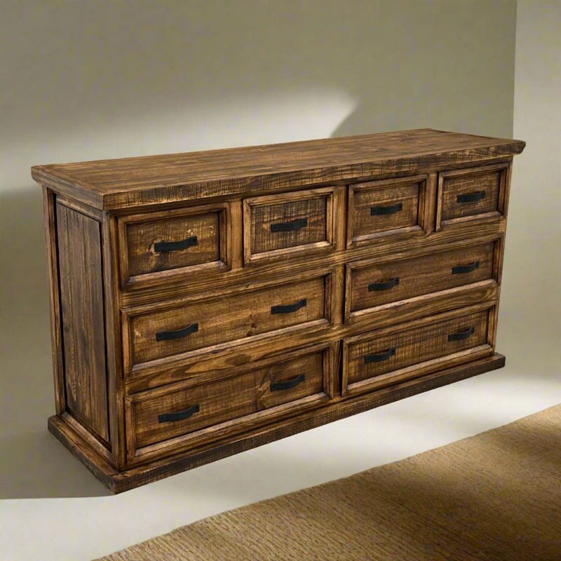 Oasis 8 Drawers Rustic Dresser in Far West color