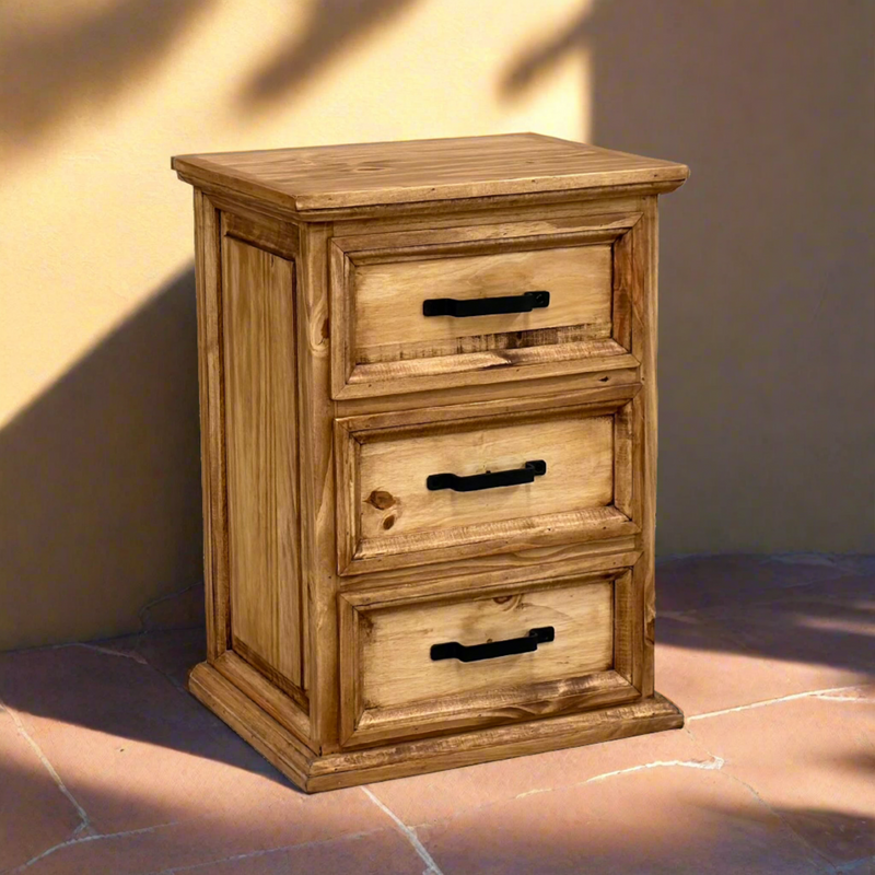 Santa Rita 3 drawer Rustic Nightstand