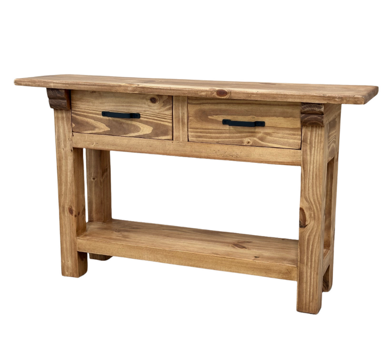 Rustic Sofa Table in Medium Wax