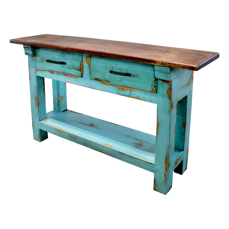 Rustic Sofa Table Oldie Turquoise