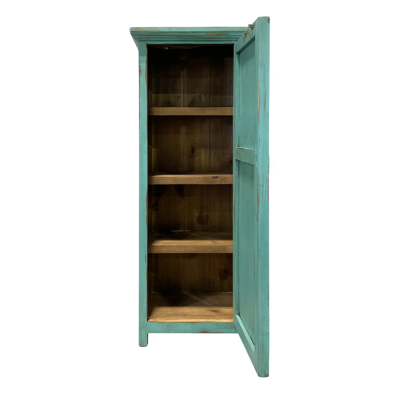 Small Rustic Cabinet for storage in Oldie Turquoise