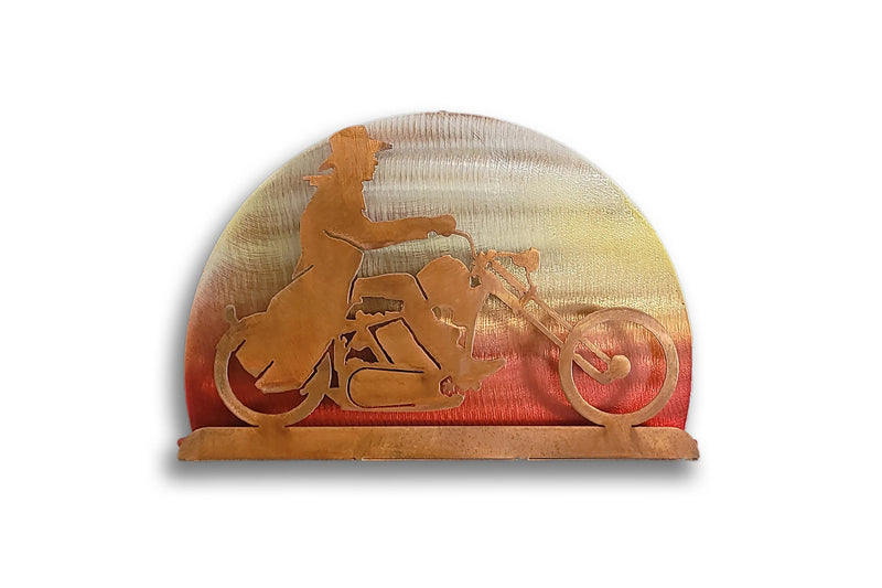 Cowboy on Chopper Metal Wall Art