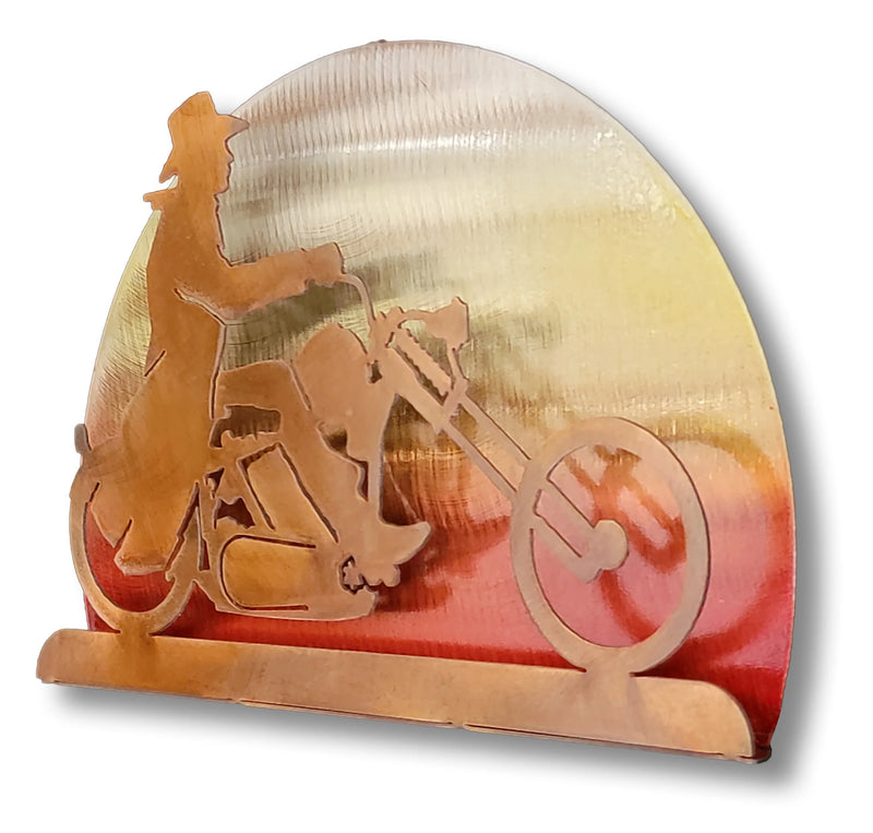 Cowboy on Chopper Metal Wall Art