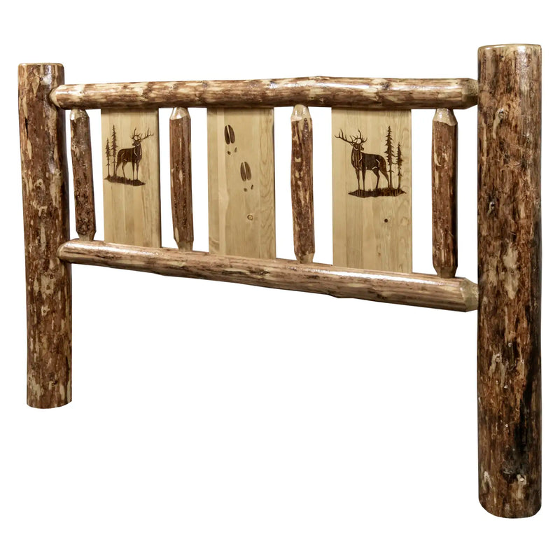 Glacier Country Collection Headboard w/ Laser Engraved Elk Design